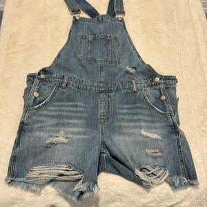 Ripe Denim Maternity Short Overalls - Size Medium